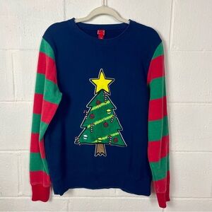 Target Ugly Christmas Tree Sweatshirt Red & Green Stripes Holiday Parties M‎